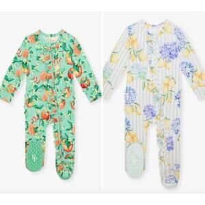 Posh Peanut (Bundle of 2) Ruffled Zippered One-Piece Footie - Size 6-9 Months